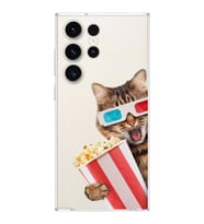 PrintiFy Galaxy S23 Ultra ile Uyumlu Kedi 1 Kamera Korumalı Şeffaf Kılıf