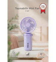 Torima Şarjlı El Vantilatörü Masaüstü Stantlı 3 Kademeli Taşınabilir Mini Fan F57 Mor