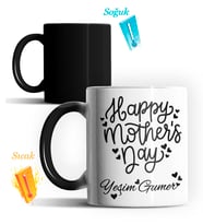 Kişiye Özel Happy Mothers Day Sihirli Kupa Bardak (Siyah - Beyaz)