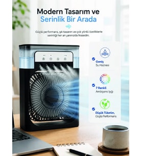 Northcity 5 Sisleme Modlu Püskürtmeli Masaüstü Fan 7 Renkli Işık - Ev Ofis Serinletici