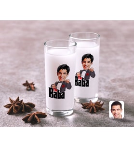 BK Gift Kişiye Özel Renkli Baskılı Godfather Baba Karikatürlü İkili Rakı Bardağı Seti-7 (Beyaz)