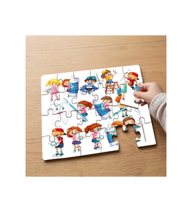 Diş Temizliği - Mutlu Çocuklar Tasarımlı 24 Parça Ahşap Çocuk Puzzle MPK1034