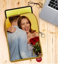 BK Gift Kişiye Özel Sevgililer Fotoğraflı Taşınabilir Koruyucu Tablet Kılıfı & Organizer Çanta - Sarı-1