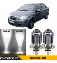 Chevrolet Aveo 2006-2011 Mercekli Far Ampulü Led Xenon Beyaz Şimşek Etkili CSP Led Lamba Uzun Kısa
