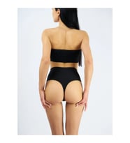 Mistirik Dikişsiz Lazer Kesim Yüksek Bel String Korse Tanga Slip (Siyah)