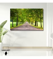 Tekli Yatay Kanvas Duvar Tablosu Yeşil Çimenler ve Yol