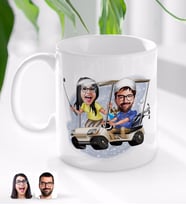 BK Gift Kişiye Özel Sevgililer Karikatürlü Beyaz Kupa Bardak-96