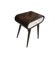 Komodin 17608 Klasik Model Kayın Retro ayak Bombe Parlak ceviz beyaz El Yapım (Ceviz Rengi)