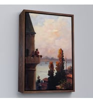 Çerçeveli Galata Kulesinde Ezan Okudan Adam Duvar Tablo (Kahverengi)
