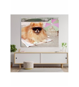 Kumsalda Köpek Kanvas Tablo