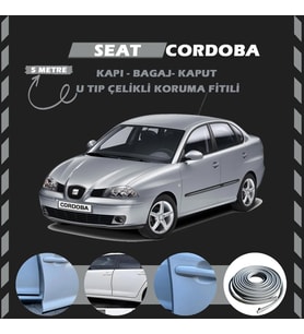 Seat Cordoba Oto Araç Kapı Koruma Fitili 5metre Parlak Gri Renk