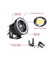 Mercekli Angel Led Halkalı Sis Far Gövde Su Geçirmez Angel Beyaz 89mm