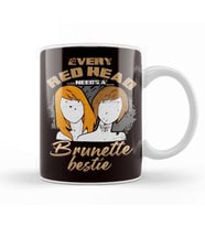Every Redhead Needs Brunette Bestie Friends Girl Ginger Kupa Bardak Porselen