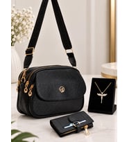 Givenza Çüzdan Ve Kolye Hediyeli 3’lü Kadın Çanta Cüzdan Kolye Set