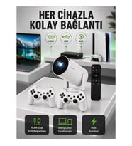 Mey İthalat® Portatif 4K Projeksiyon – 4.000 Uygulama, Kablosuz Yansıtma ve Bluetooth 5.0 Yeni Nesil