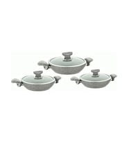 Oms 3004 6 Parça Bio Granit Sahan Seti 18-20-22 cm Gri