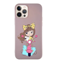 Apple iPhone 12 Pro Soft Premier Kapak Vespagirl Tasarımlı Silikon Kılıf - Pudra (Şeffaf)
