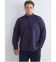 LCWAIKIKI Classic Bordo Büyük Beden Regular Fit Uzun Kollu Ekose Erkek Gömlek