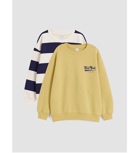 LCW Kids Sarı Çizgili Erkek Çocuk Sweatshirt 2'li