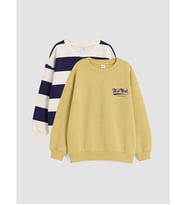 LCW Kids Sarı Çizgili Erkek Çocuk Sweatshirt 2'li