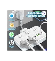 Akım Korumalı 2’Li Ayrı Anahtarlı Priz, 2X Priz, 3X Usb, 1X Type-C, 2 Mt Kablo, Hızlı