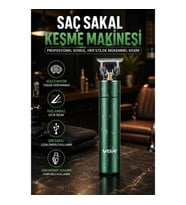 Profesyonel Saç Sakal Kesme Makinesi Koyu Yeşil Metal Gövde USB Şarjlı