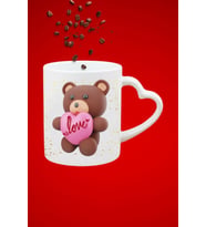 Teddy Bear Love Ayıcık Baskılı Hediye Kalp Kupa Bardak Porselen Çay Kahve Fincanı