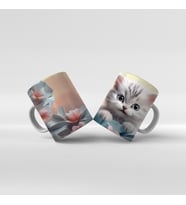 Baskılı Kupa Bardak Sevimli Kedi - 3