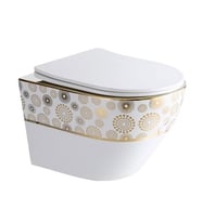 LENA ASMA KLOZET KAPAK DAHİL ET-405AB BEYAZ-ALTIN (Beyaz - Altın Rengi)