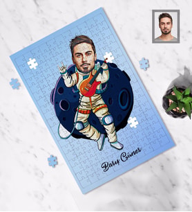 Kişiye Özel Uzay Karikatürlü A4 99 Parça Puzzle Bay-1