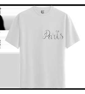 Paris Love - %100 Pamuklu Erkek Beyaz Tişört - Premium Quality