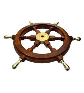DENİZCİLİK GRUBU-Marine Pirinç Aksesuar-AHŞAP DÜMEN-61*61*5 CM-JTTR2395 (Koyu Kahverengi - Kum Rengi)