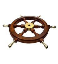 DENİZCİLİK GRUBU-Marine Pirinç Aksesuar-AHŞAP DÜMEN-61*61*5 CM-JTTR2395 (Koyu Kahverengi - Kum Rengi)