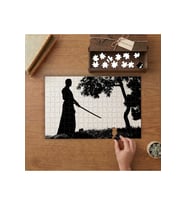 Siyah Beyaz Ninja Tasarımı 240 parça Ahşap Puzzle Ahşap Kutuda MP00946