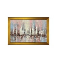 Soyut Şekiller Motifli Kanvas Tablo 80 x 110 cm Gold Çerçeve