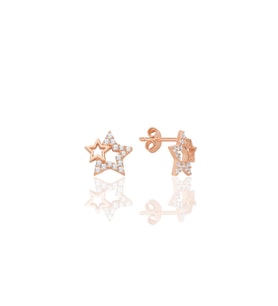 Gümüş rose zirkon taşlı gecenin yıldızları kadın küpe SGTL12660ROSE