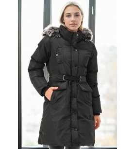 Dewberry Kadın %100 Polyester Kaban Siyah Z9774 Günlük Dış Giyim, Kazak ve Gömlek Kombini, Seyahat Gardırobu
