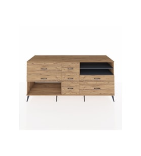 Kronos Konsol 2 Raflı 7 Çekmeceli  220x59x99 Çam-Antrasit/Çam