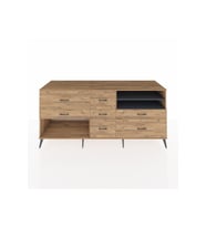 Kronos Konsol 2 Raflı 7 Çekmeceli  220x59x99 Çam-Antrasit/Çam
