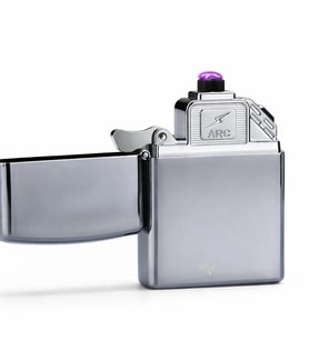 Valkyrie USB Şarjlı Elektronik Çakmak 4 Elektrotlu X Tip Mor Arc Rüzgar Geçirmez, Alevsiz Silver