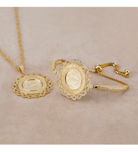 925 Ayar Gümüş İsimli Madalyon Kolye & Bileklik Set