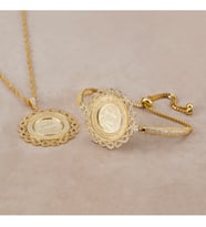 925 Ayar Gümüş İsimli Madalyon Kolye & Bileklik Set