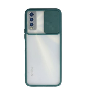 Vivo Y11s Kılıf Palm Buzlu Kamera Sürgülü Silikon - Yeşil