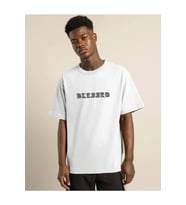 Unisex Bisiklet Yaka Oversize Baskılı T-Shirt - Beyaz
