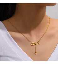 Kişiye Özel 925 Ayar Gümüş Sonsuzluk Kalp Kolye (Gold)
