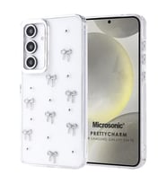 Microsonic Samsung Galaxy S24 FE Kılıf PrettyCharm Bow (Gümüş)