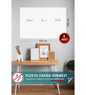 Beyaz Akıllı Kağıt 100x150 Cm, 2'li, Yapışkansız, Statik Tutunabilir, Pratik Pano