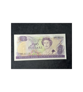 KRALİÇE ElİSABET II YENİ ZELENDA 2 DOLAR P 170b SERİ END NO 962118 UNC ÇİL