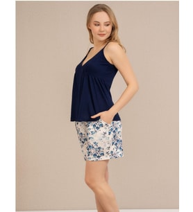 Baha Perfect Club Kadın İp Askılı Şortlu  Pijama Takımı 4367 - 1 Adet (Lacivert)