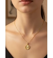 Çelik Gold Madalyon M Harf Kolye - 25-clkk207